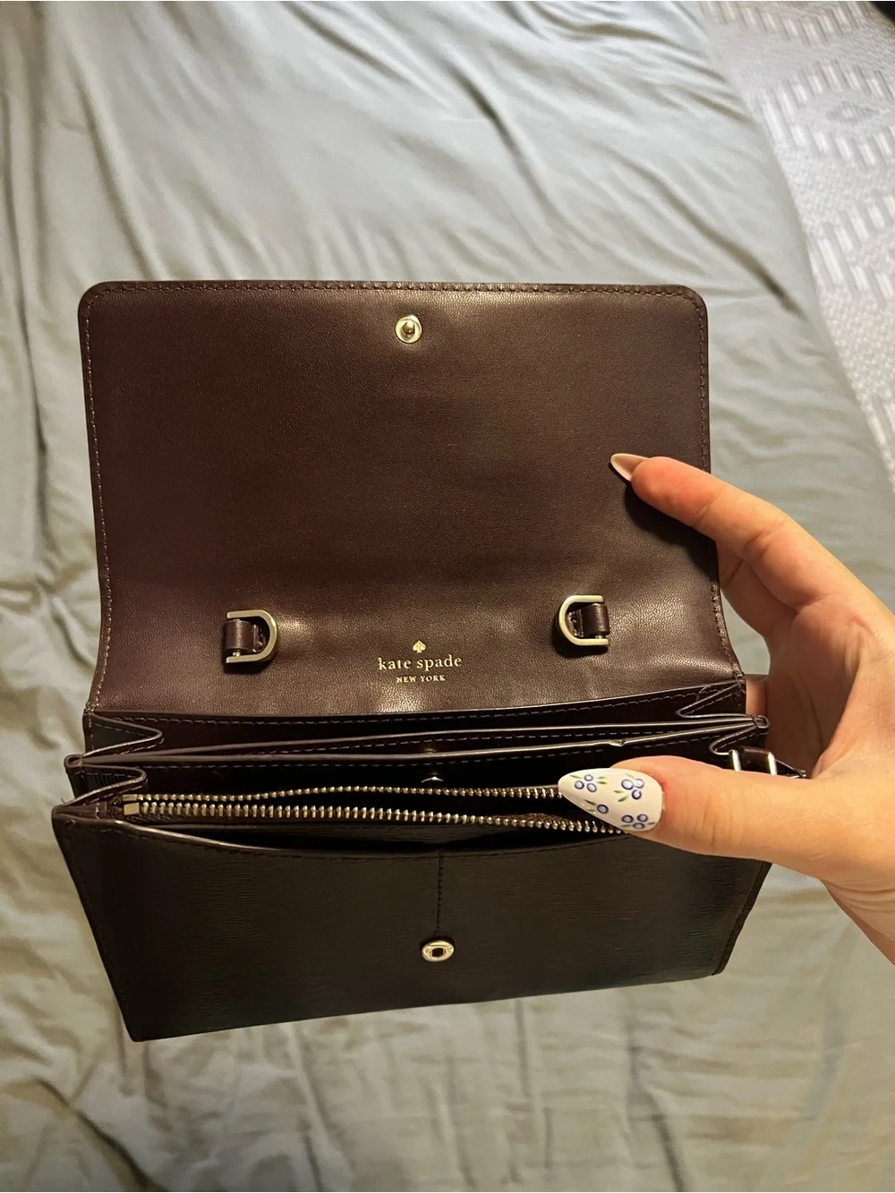 Kate Spade Burgundy Patent Textured Leather Wallet Clutch